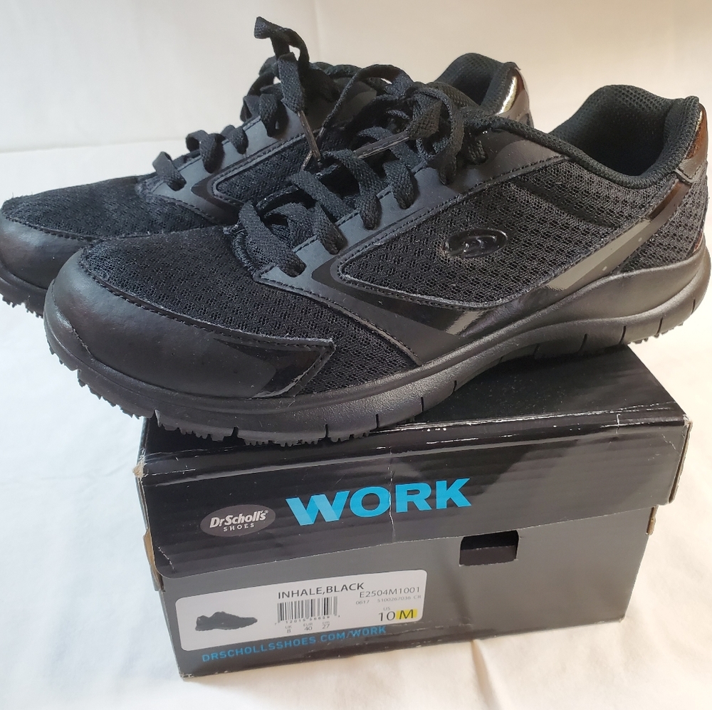 Dr Scholl's work shoes. Inhale, black, 10 med